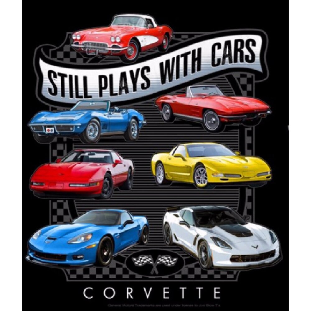 Chevy Chevrolet Corvette Still Plays with Cars Short Sleeve T-Shirt NEW FastShip - Picture 3 of 7